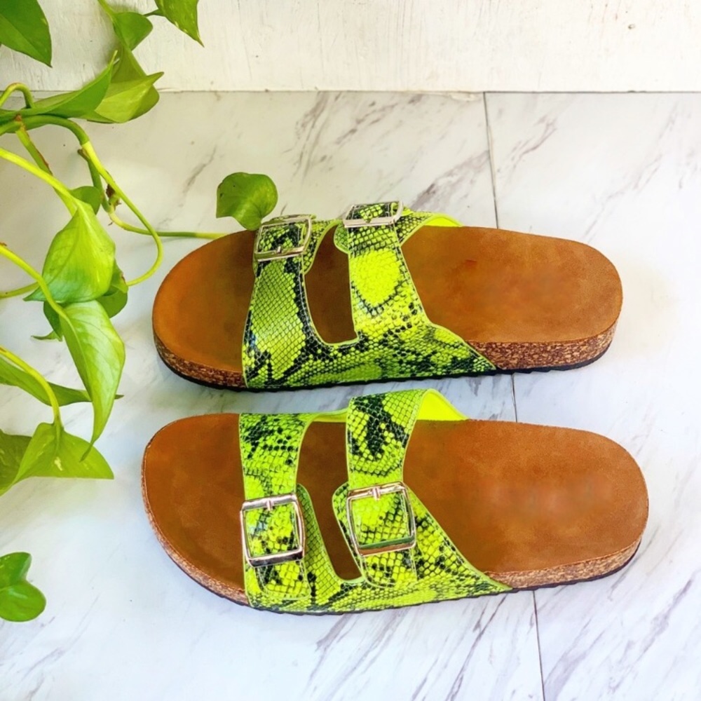 Neon lime double buckle sandal LAST PAIR